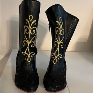 Disney Black and Gold Heeled Boots
